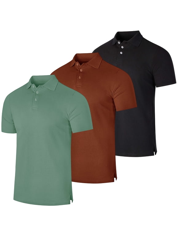 3 & 4 Pack: Men's Cotton Pique Short Sleeve Polo Shirt - Performance Polo (Available In Big & Tall)