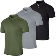 Real Essentials 3 & 4 Pack Mens Cotton Pique Short Sleeve Polo Shirt - Performance Polo Available In Big & Tall