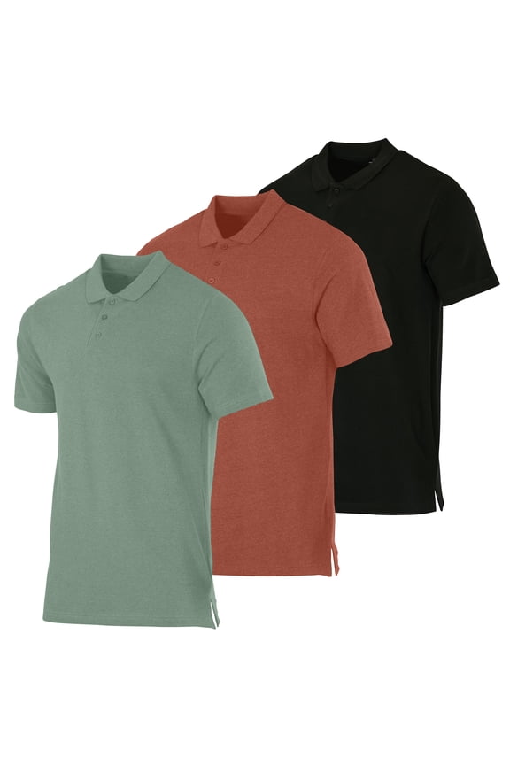 3 & 4 Pack: Men's Cotton Pique Short Sleeve Polo Shirt - Performance Polo (Available In Big & Tall)