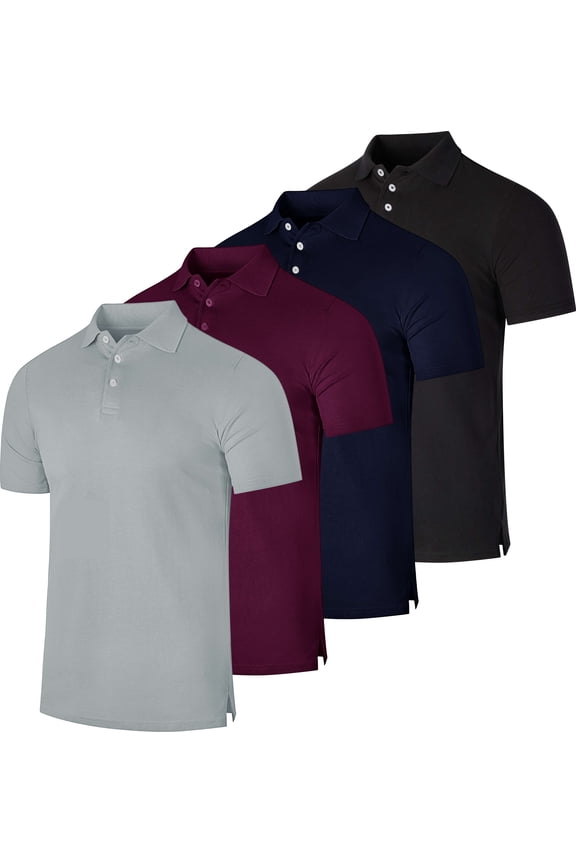 3 & 4 Pack: Men's Cotton Pique Short Sleeve Polo Shirt - Performance Polo (Available In Big & Tall)