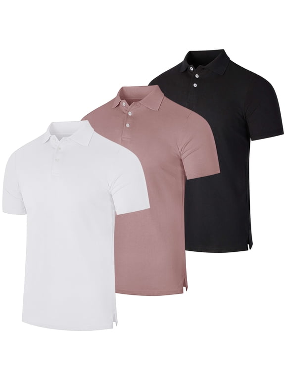 3 & 4 Pack: Men's Cotton Pique Short Sleeve Polo Shirt - Performance Polo (Available In Big & Tall)