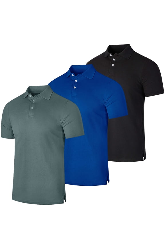 3 & 4 Pack: Men's Cotton Pique Short Sleeve Polo Shirt - Performance Polo (Available In Big & Tall)