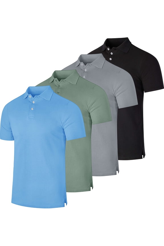 3 & 4 Pack: Men's Cotton Pique Short Sleeve Polo Shirt - Performance Polo (Available In Big & Tall)