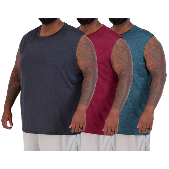 Real Essentials 3 & 5 Pack: Men's Dry-Fit Active Muscle Tank Top - Standard and Big & Tall Sizes (S-5XLT)