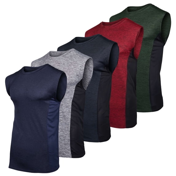 Real Essentials 3 & 5 Pack: Men's Dry-Fit Active Muscle Tank Top - Standard and Big & Tall Sizes (S-5XLT)