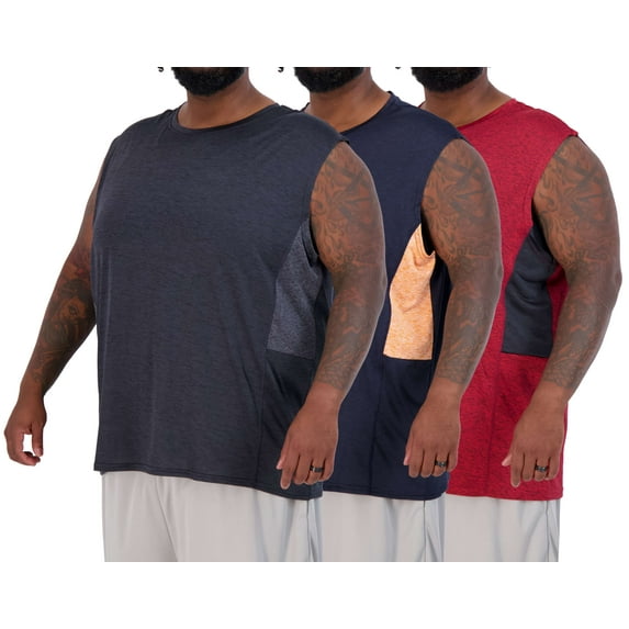 Real Essentials 3 & 5 Pack: Men's Dry-Fit Active Muscle Tank Top - Standard and Big & Tall Sizes (S-5XLT)