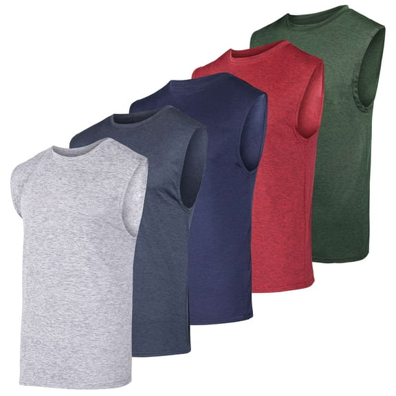 Real Essentials 3 & 5 Pack: Men's Dry-Fit Active Muscle Tank Top - Standard and Big & Tall Sizes (S-5XLT)