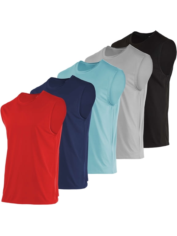 5 Pack Men's Dry Fit Tank Tops Sleeveless Muscle Workout Gym Athletic Shirt