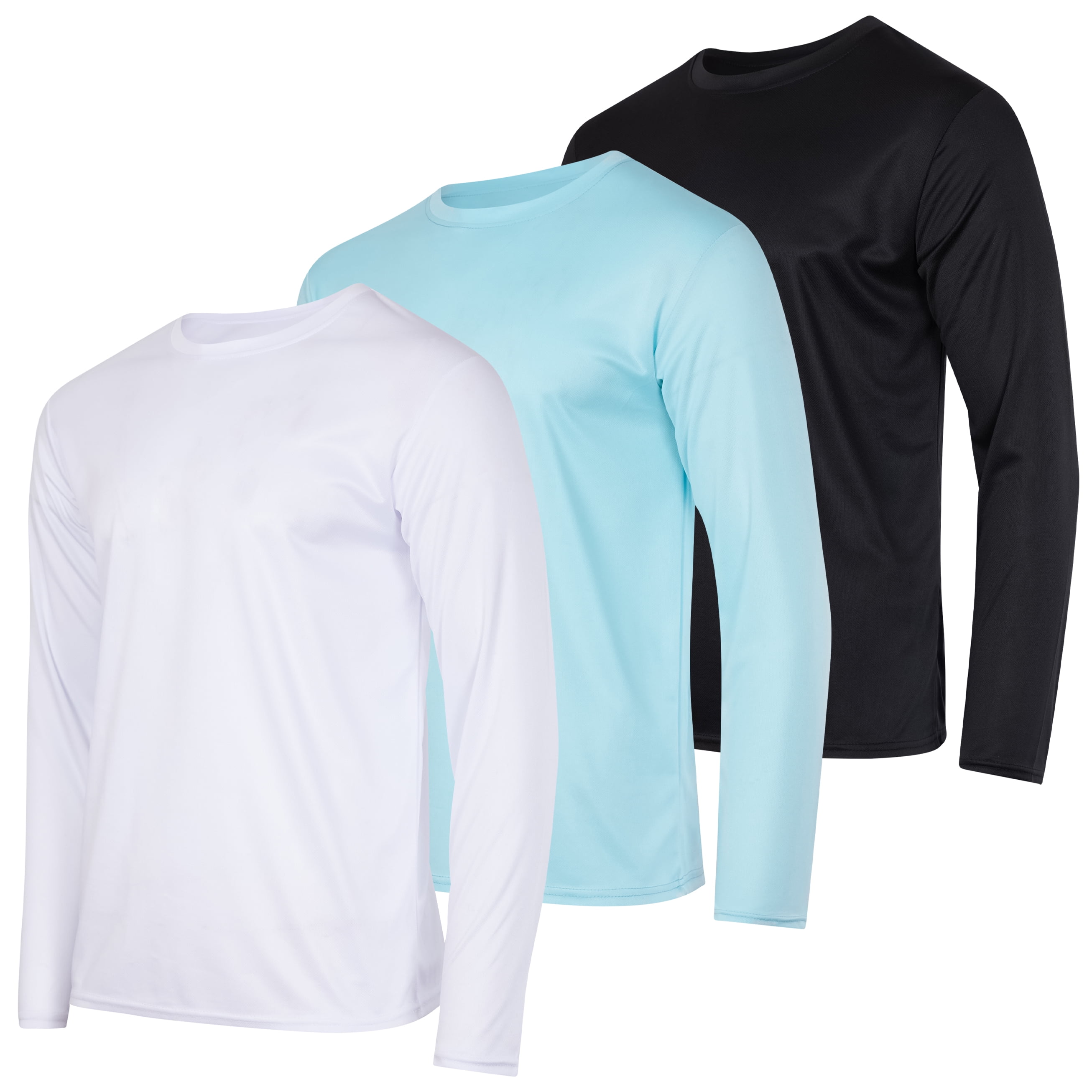 Real Essentials 3 & 5 Pack: Men's Mesh Quick Dry Athletic Long Sleeve  T-Shirt UPF SPF UV Sun (Available In Big & Tall)