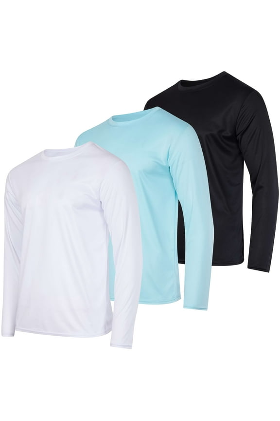 3 & 5 Pack: Men's Mesh Quick Dry Athletic Long Sleeve T-Shirt UPF SPF UV Sun (Available In Big & Tall)