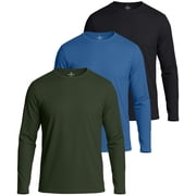 Real Essentials 3 & 5 Pack: Men's Mesh Quick Dry Athletic Long Sleeve T-Shirt UPF SPF UV Sun (Available In Big & Tall)