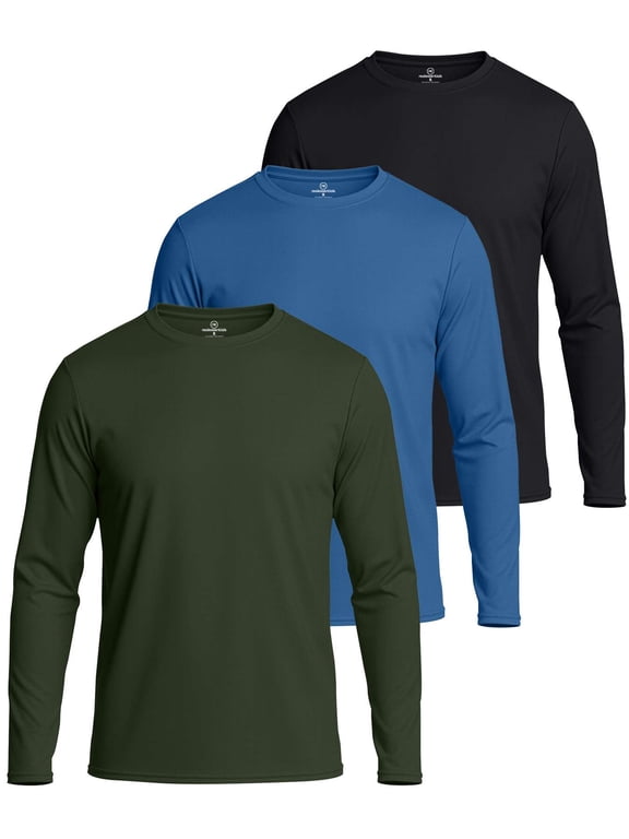 3 & 5 Pack: Men's Mesh Quick Dry Athletic Long Sleeve T-Shirt UPF SPF UV Sun (Available In Big & Tall)