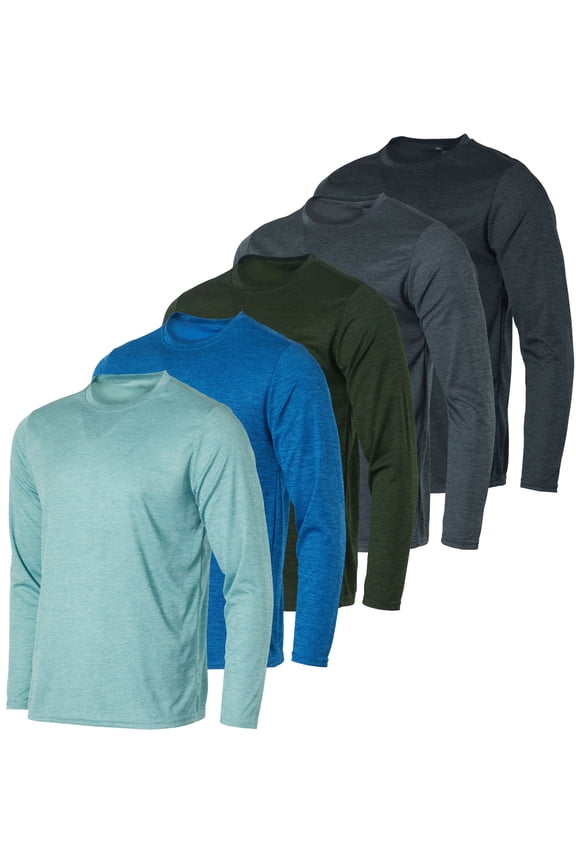 3 & 5 Pack: Men's Mesh Quick Dry Athletic Long Sleeve T-Shirt UPF SPF UV Sun (Available In Big & Tall)