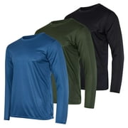 REAL ESSENTIALS 3 & 5 Pack: Men's Mesh Quick Dry Athletic Long Sleeve T-Shirt UPF SPF UV Sun (Available In Big & Tall)