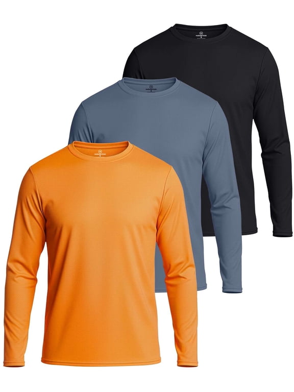 3 & 5 Pack: Men's Mesh Quick Dry Athletic Long Sleeve T-Shirt UPF SPF UV Sun (Available In Big & Tall)