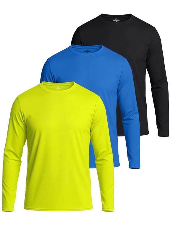 3 & 5 Pack: Men's Mesh Quick Dry Athletic Long Sleeve T-Shirt UPF SPF UV Sun (Available In Big & Tall)