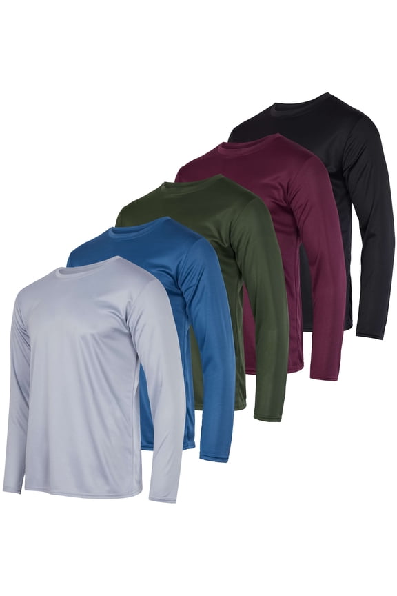 3 & 5 Pack: Men's Mesh Quick Dry Athletic Long Sleeve T-Shirt UPF SPF UV Sun (Available In Big & Tall)