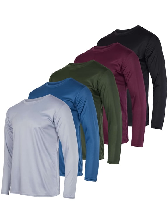 3 & 5 Pack: Men's Mesh Quick Dry Athletic Long Sleeve T-Shirt UPF SPF UV Sun (Available In Big & Tall)