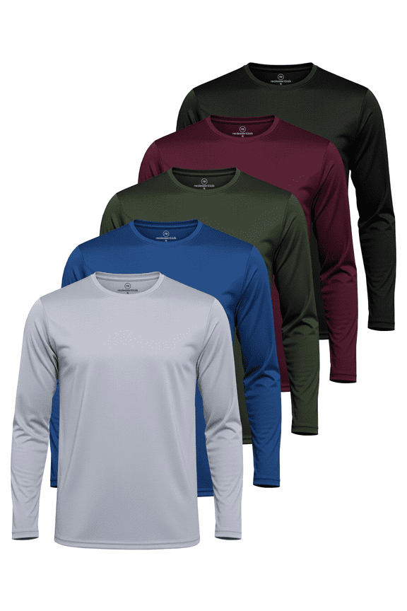 3 & 5 Pack: Men's Mesh Quick Dry Athletic Long Sleeve T-Shirt UPF SPF UV Sun (Available In Big & Tall)
