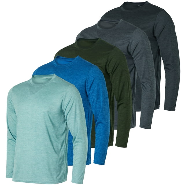 Real Essentials 3 & 5 Pack Men's Mesh Quick Dry Athletic Long Sleeve T
