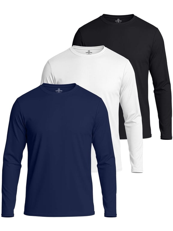 3 & 5 Pack: Men's Mesh Quick Dry Athletic Long Sleeve T-Shirt UPF SPF UV Sun (Available In Big & Tall)