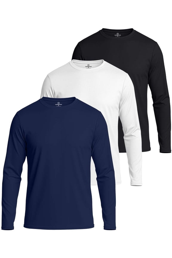 3 & 5 Pack: Men's Mesh Quick Dry Athletic Long Sleeve T-Shirt UPF SPF UV Sun (Available In Big & Tall)