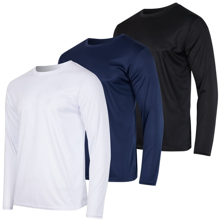 Real Essentials 3 & 5 Pack: Men's Mesh Quick Dry Athletic Long Sleeve T-Shirt  UPF SPF UV Sun (Available In Big & Tall) 