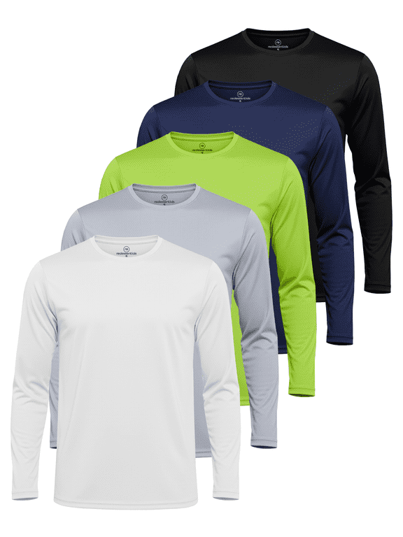 3 & 5 Pack: Men's Mesh Quick Dry Athletic Long Sleeve T-Shirt UPF SPF UV Sun (Available In Big & Tall)