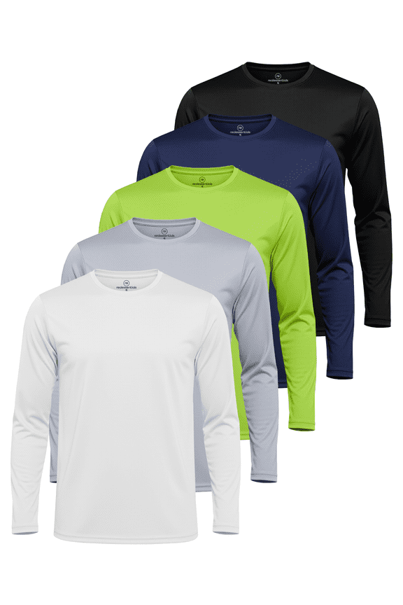 3 & 5 Pack: Men's Mesh Quick Dry Athletic Long Sleeve T-Shirt UPF SPF UV Sun (Available In Big & Tall)