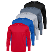 Real Essentials 3 & 5 Pack Mens Mesh Quick Dry Athletic Long Sleeve T-Shirt UPF SPF UV Sun Available In Big & Tall