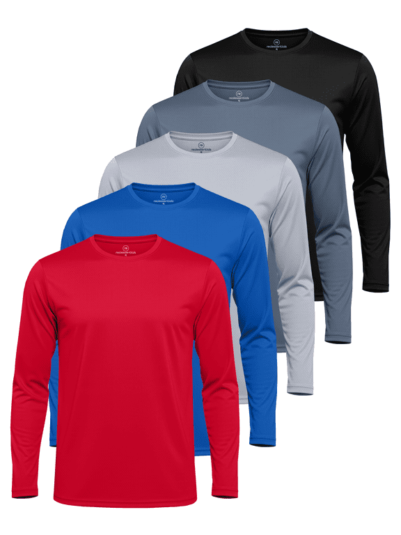 3 & 5 Pack: Men's Mesh Quick Dry Athletic Long Sleeve T-Shirt UPF SPF UV Sun (Available In Big & Tall)