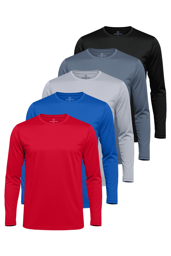3 & 5 Pack: Men's Mesh Quick Dry Athletic Long Sleeve T-Shirt UPF SPF UV Sun (Available In Big & Tall)