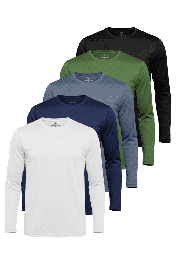 3 & 5 Pack: Men's Mesh Quick Dry Athletic Long Sleeve T-Shirt UPF SPF UV Sun (Available In Big & Tall)