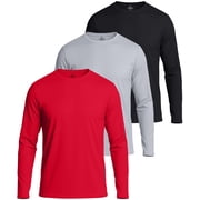 Real Essentials 3 & 5 Pack: Men's Mesh Quick Dry Athletic Long Sleeve T-Shirt UPF SPF UV Sun (Available In Big & Tall)