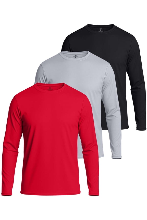 3 & 5 Pack: Men's Mesh Quick Dry Athletic Long Sleeve T-Shirt UPF SPF UV Sun (Available In Big & Tall)