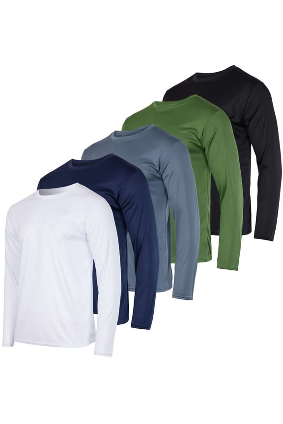 3 & 5 Pack: Men's Mesh Quick Dry Athletic Long Sleeve T-Shirt UPF SPF UV Sun (Available In Big & Tall)