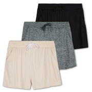 REAL ESSENTIALS 3 Pack: Womens Ultra-Soft Athletic Lounge Casual Sweat Shorts with Pockets (Available in Plus Size)