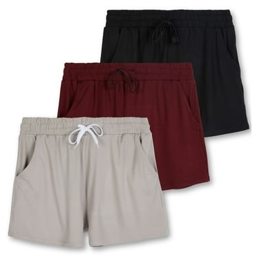 Real Essentials 3 Pack: Womens Ultra-Soft Athletic Lounge Casual Sweat Shorts with Pockets (Available in Plus Size)
