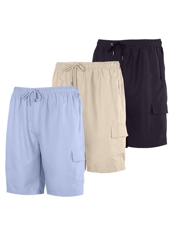3 Pack: Boy's Swim Trunks with Cargo Pockets & Mesh Lining - UPF 50+