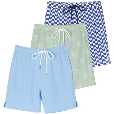 Real Essentials 3 Pack: Boys' 2 in 1 Swim Trunks with Compression Boxer Liner Stretch Beach Board Shorts Quick Dry (Age 4-18)