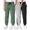 thumbnail image 1 of 3 Pack Boys' Cotton Fleece Joggers Sweatpants Athletic Pants Pockets Kids, 1 of 5