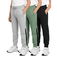 thumbnail image 1 of Real Essentials 3 Pack: Boys' Cotton Fleece Jogger Sweatpants - Active Athletic Youth Pants for Teens with Pockets, 1 of 6