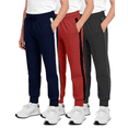 thumbnail image 1 of Real Essentials 3 Pack: Boys' Cotton Fleece Jogger Sweatpants - Active Athletic Youth Pants for Teens with Pockets, 1 of 6