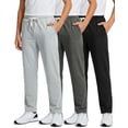 thumbnail image 1 of Real Essentials 3 Pack: Boys' French Terry Open Bottom Sweatpants Sweats for School Kids Teens with Pockets (Size 4-18), 1 of 6