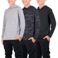 thumbnail image 1 of 3 Pack: Dry-Fit Youth Boys Teen Active Long Sleeve Hoodie Sweatshirts - Hooded Pullover Shirts, 1 of 4