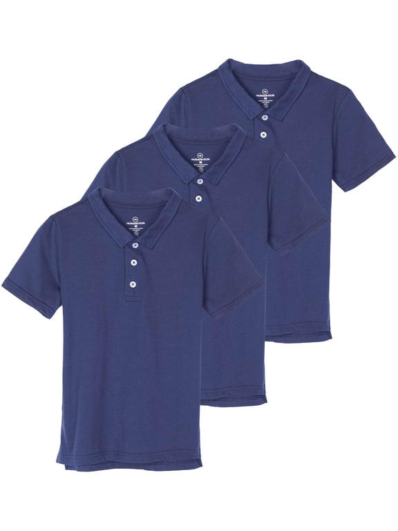 3 Pack: Boys' Short Sleeve Jersey Cotton Polo Shirt - Uniform Performance (Ages 4-18)