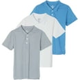 thumbnail image 1 of Real Essentials 3 Pack: Boys' Short Sleeve Jersey Cotton Polo Shirt - Uniform Performance (Ages 4-18), 1 of 5