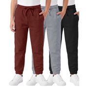 Real Essentials 3 Pack: Boys Tech Fleece Jogger Sweatpants With Pockets - Youth Soft Athletic Joggers