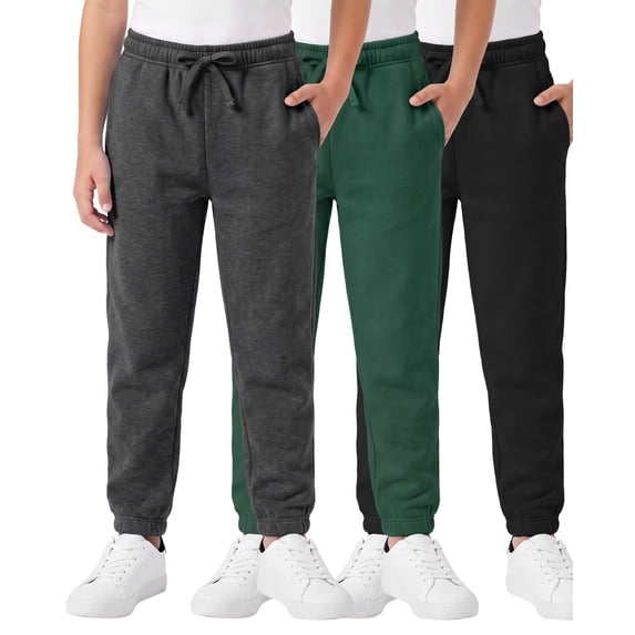 3 Pack Boys' Fleece Joggers Sweatpants Athletic Kids School Pants Pockets