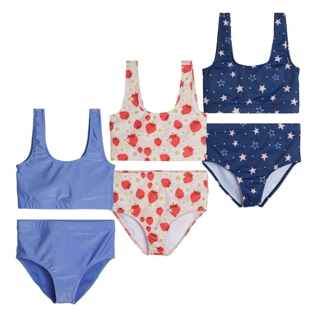 Real Essentials 3 Pack: Girl's 2-Piece Beach Sport Bikini Swimsuit ...